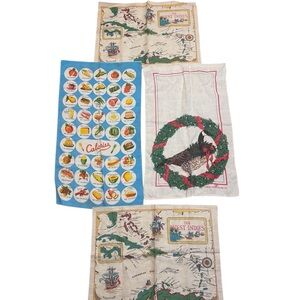 Bundle of Colorful Misc Vintage Linens Tea Towels Decorations